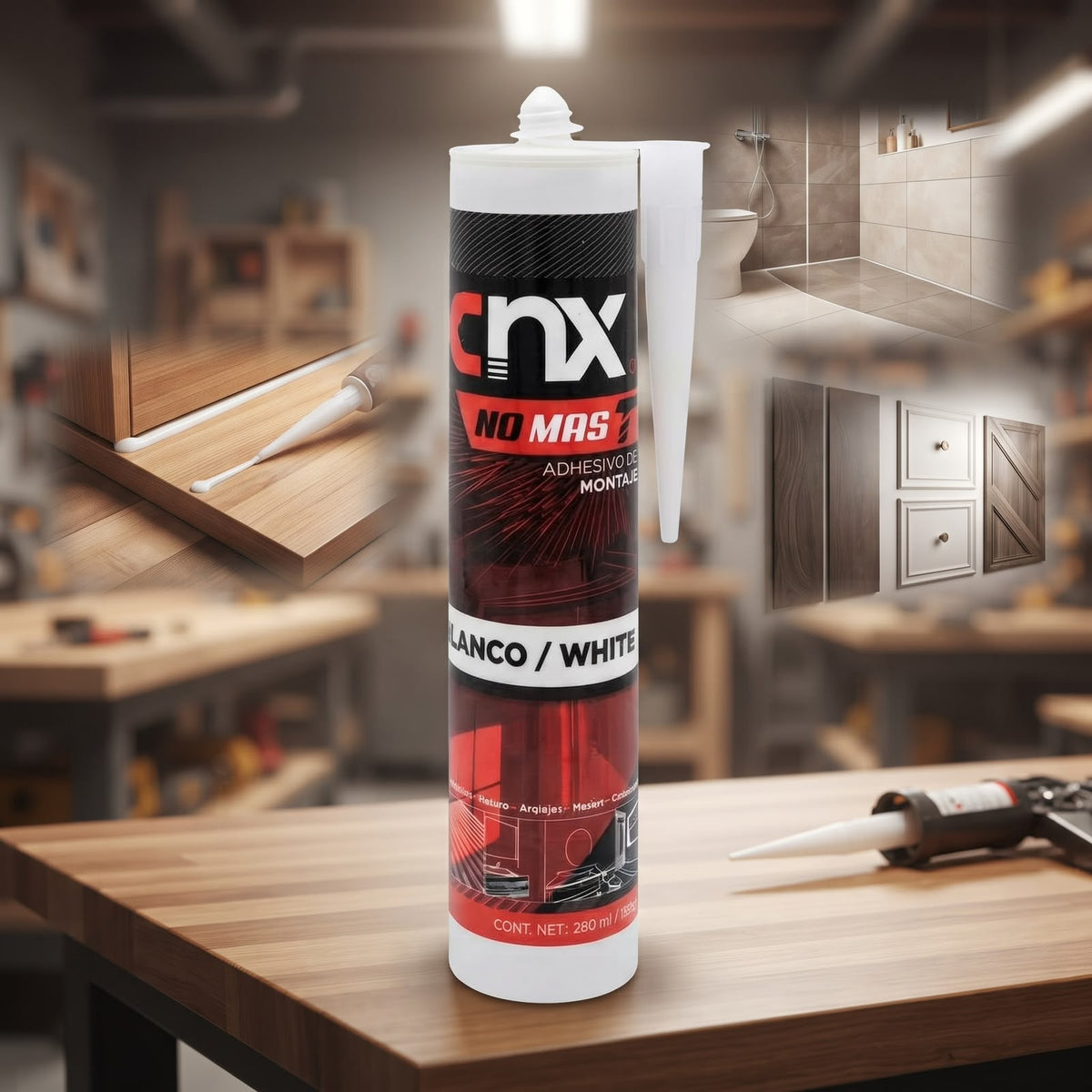 Adhesivo de Montaje CNX "No Más Clavos" Blanco de 280 ml / 385 g (Sustituto de Clavos y Tornillos)