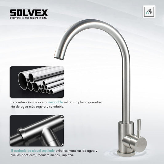 Grifo monomando acero inoxidable para fregadero cocina