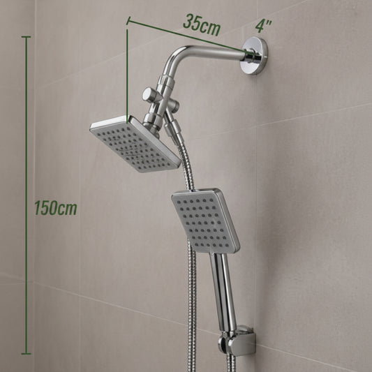 Regadera con Extensión Tipo Teléfono 4" de Lujo - Set Completo Cromado