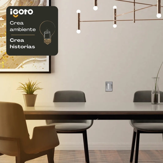 Placa Armada Con 1 Apagador Escalera De 3 Módulos Color Plata iGoto