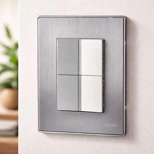 Placa 2 Apagadores Sencillos Plata igoto