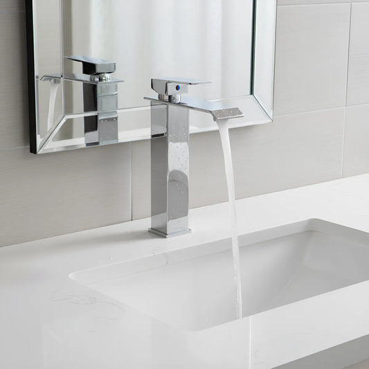 Monomando Para Lavabo De Acero Cromado 32 Cm Plateado Cromado