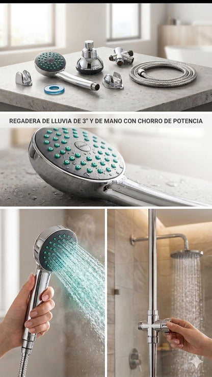 Set de Regadera con Extensión Tipo Teléfono de 3"