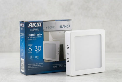 Luminario LED de Sobreponer AKSI - Cuadrado, 12W, Luz Blanca Frí