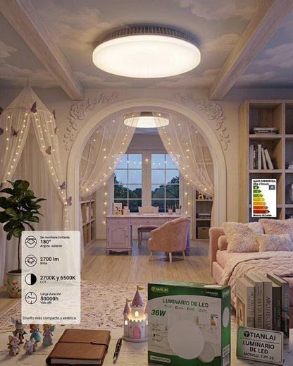 Lampara Plafón LED Redondo 36W Tianlai Luz Fría 2700 Lúmenes