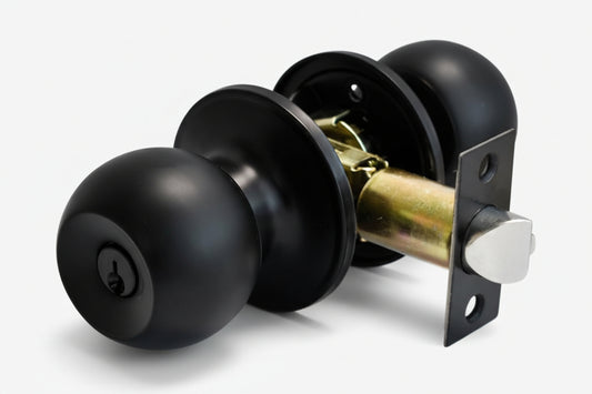 Cerradura  de Perilla Negro Mate para Recámara + Llaves