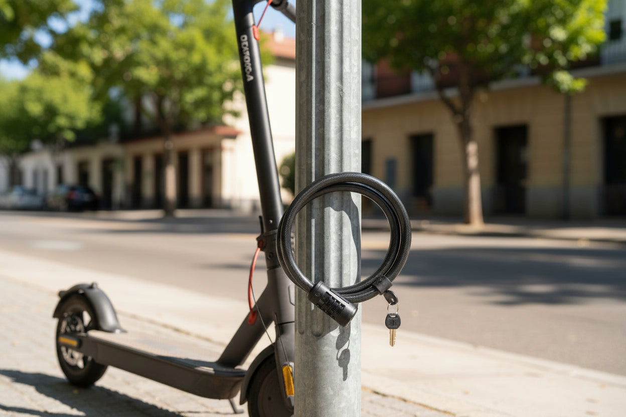 CANDADO DE CABLE CON LLAVE DE 1 METRO motos/bicis/patines