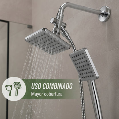 Regadera con Extensión Tipo Teléfono 4" de Lujo - Set Completo Cromado