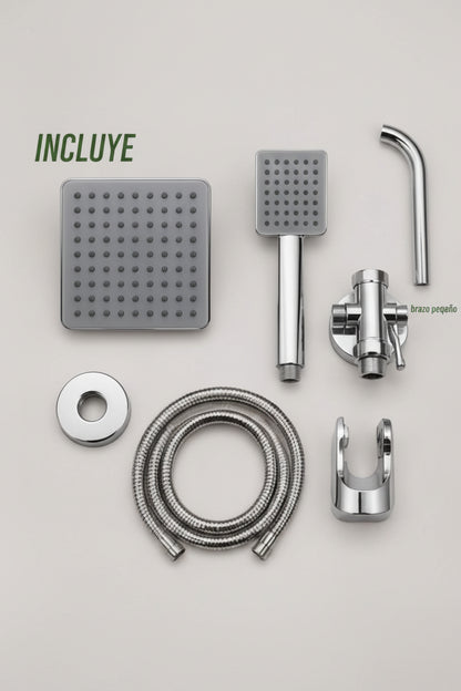 Regadera con Extensión Tipo Teléfono 4" de Lujo - Set Completo Cromado