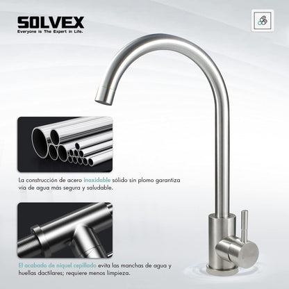Grifo monomando acero inoxidable para fregadero cocina