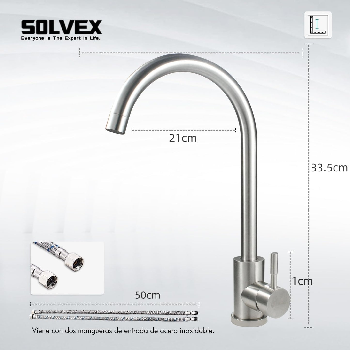 Grifo monomando acero inoxidable para fregadero cocina