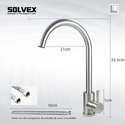Grifo monomando acero inoxidable para fregadero cocina