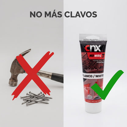 Adhesivo de Montaje Tipo "No Más Clavos" CNX Blanco en Tubo 150 ml (Sustituto de Clavos y Tornillos)