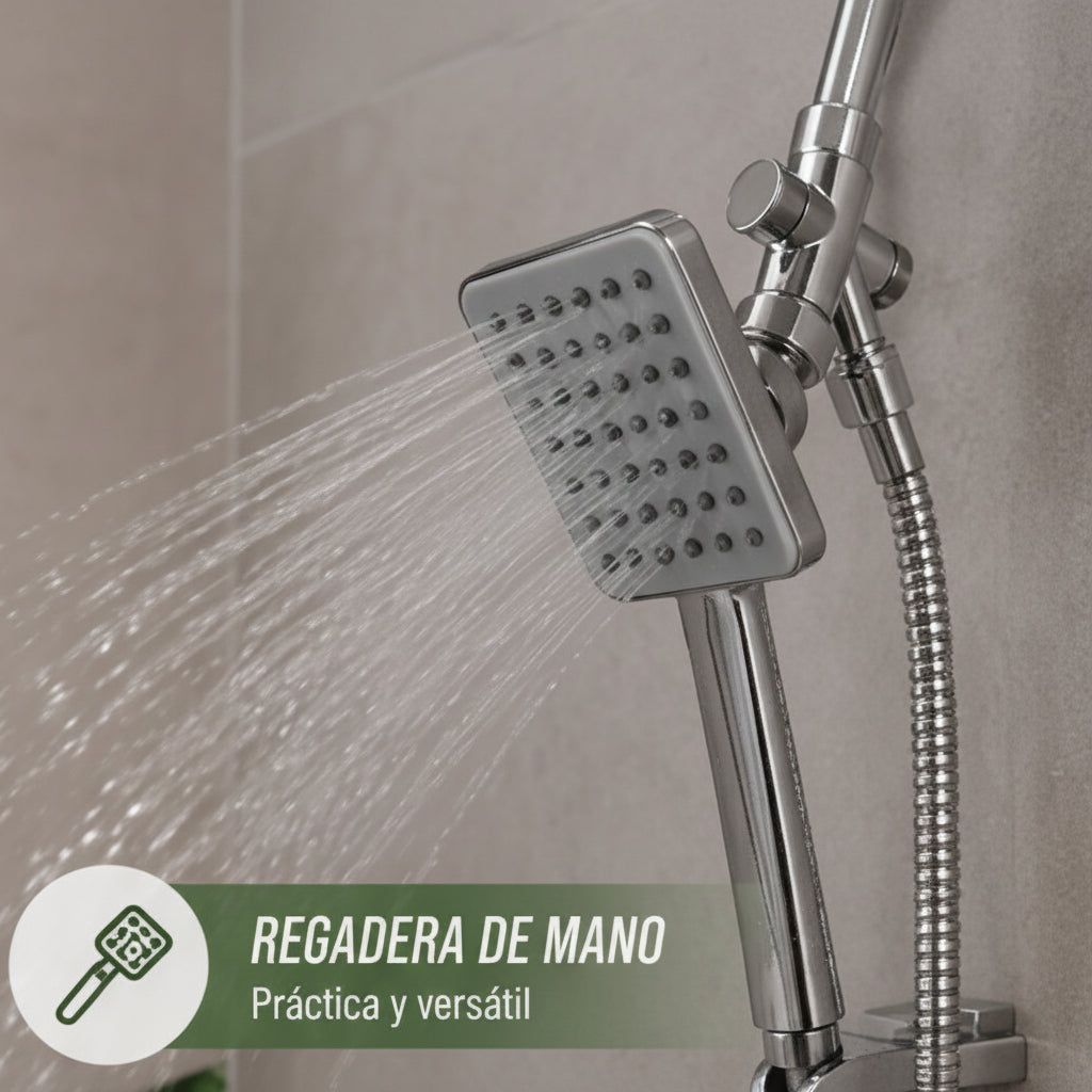 Regadera con Extensión Tipo Teléfono 4" de Lujo - Set Completo Cromado