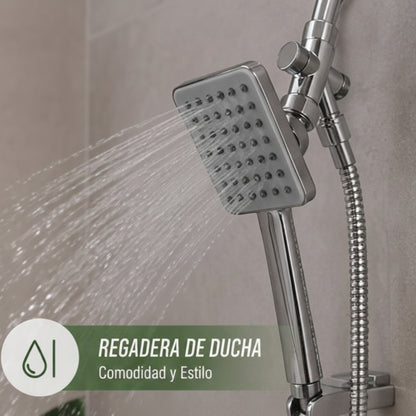 Regadera con Extensión Tipo Teléfono 4" de Lujo - Set Completo Cromado