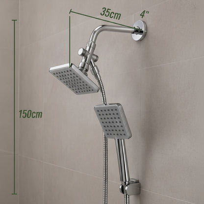 Regadera con Extensión Tipo Teléfono 4" de Lujo - Set Completo Cromado