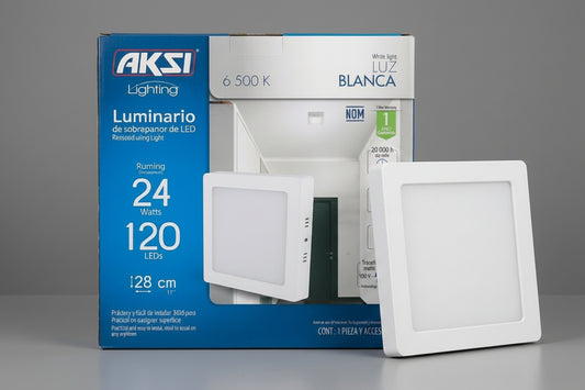Luminario LED de Sobreponer AKSI - Cuadrado Grande, 24W, Luz Blanca Fría
