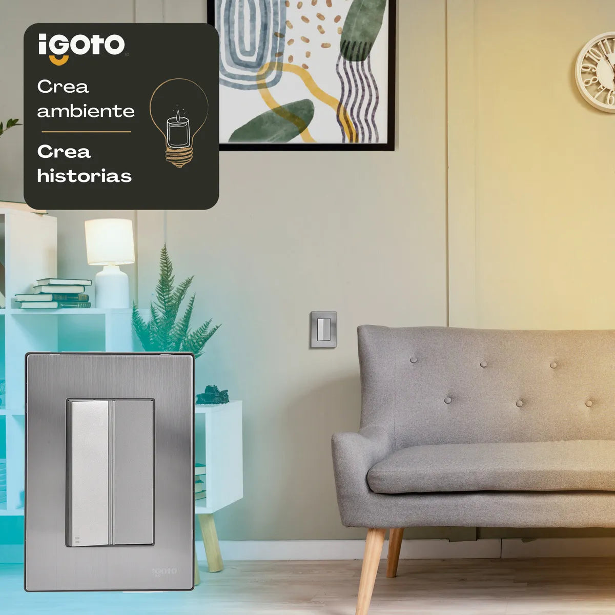 Placa Armada Con 1 Apagador Escalera De 3 Módulos Color Plata iGoto