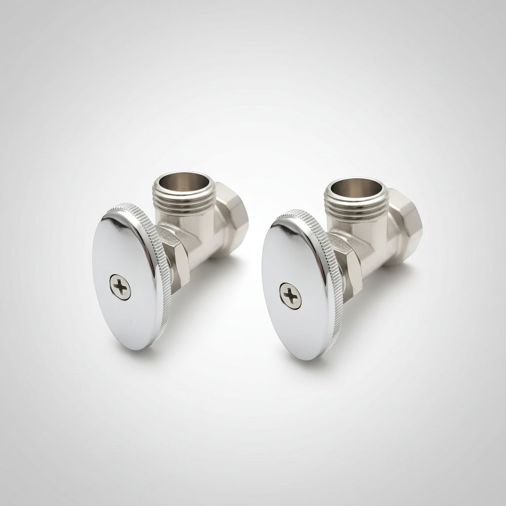 Par De Llaves Angulares Para Lavabo Cromadas Acero Inoxidable