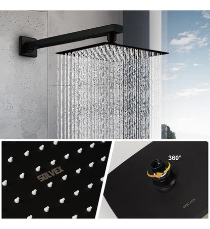 Regadera Cuadrada Solvex 10 Pulgadas Negro Mate