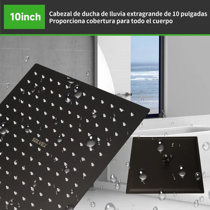 Regadera Cuadrada Solvex 10 Pulgadas Negro Mate