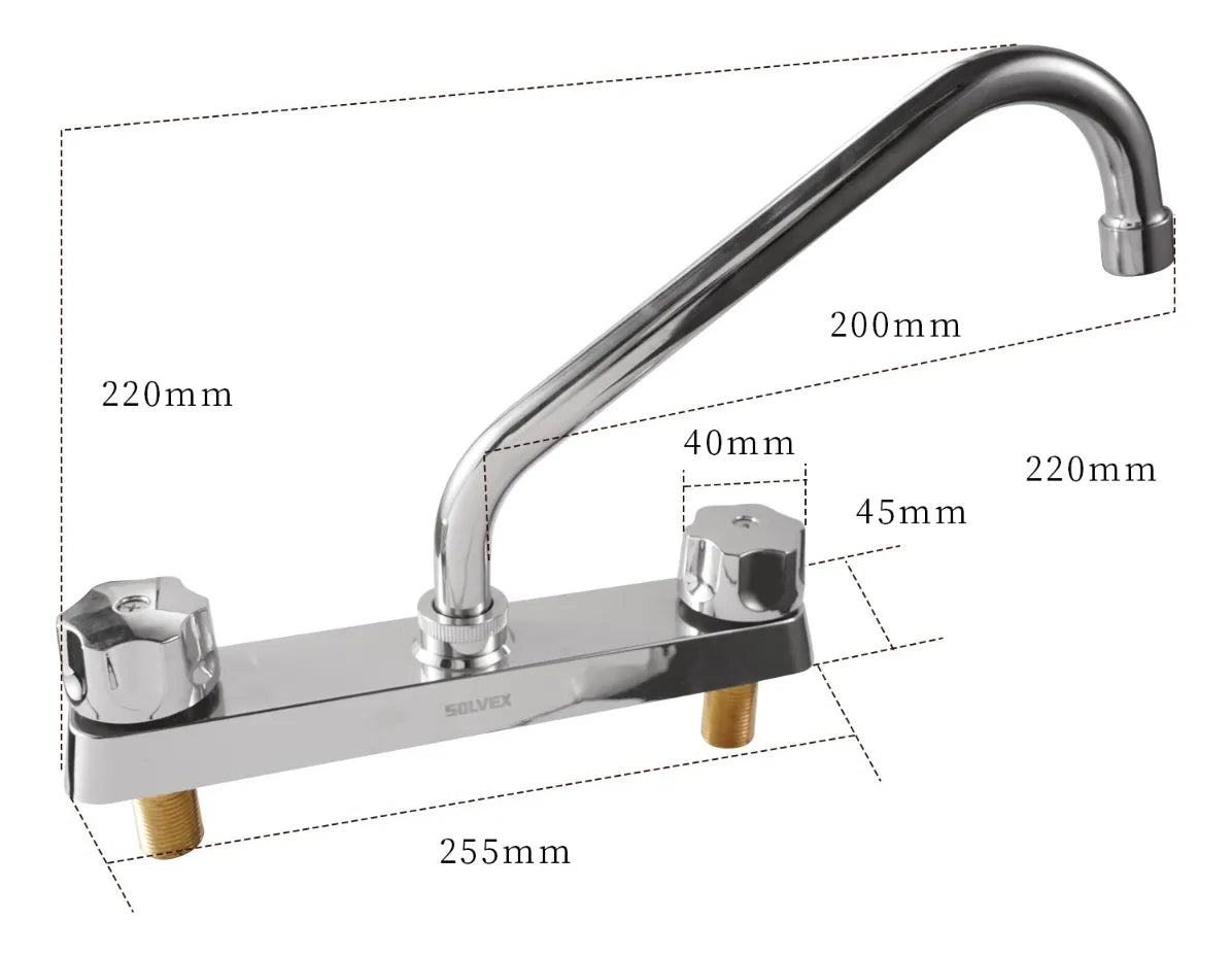 Mezcladora para Fregadero Solvex 8 Pulgadas Cromada