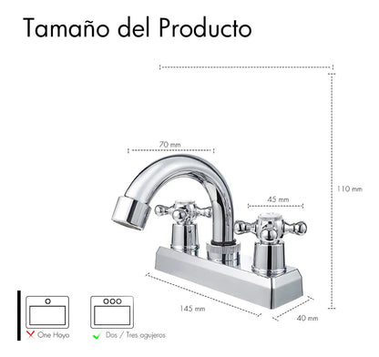 Mezcladora para Lavabo Solvex 4 Pulgadas Cromada