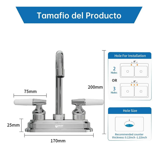 Mezcladora para Lavabo de 4"  – Acabado Cromado