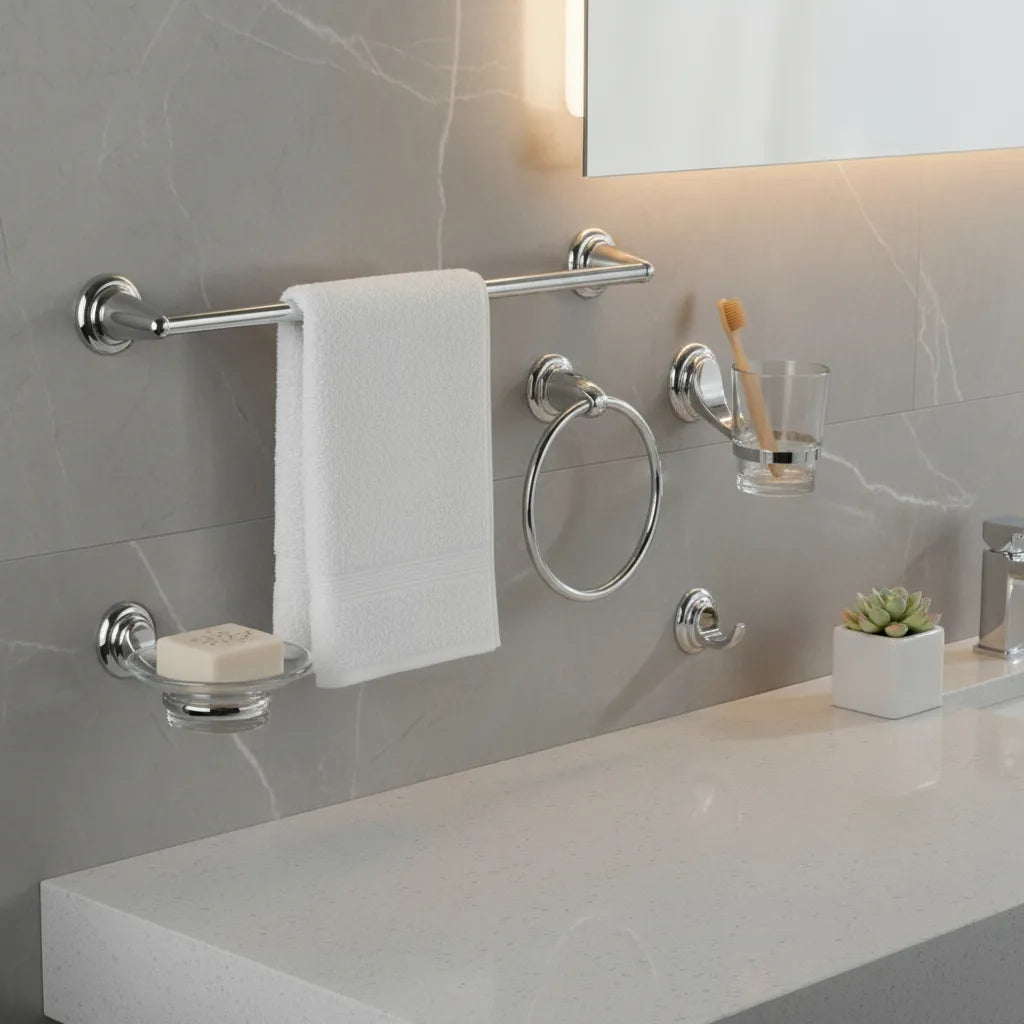JUEGO DE ACCESORIOS PARA BAÑO CROMO 6 PIEZAS