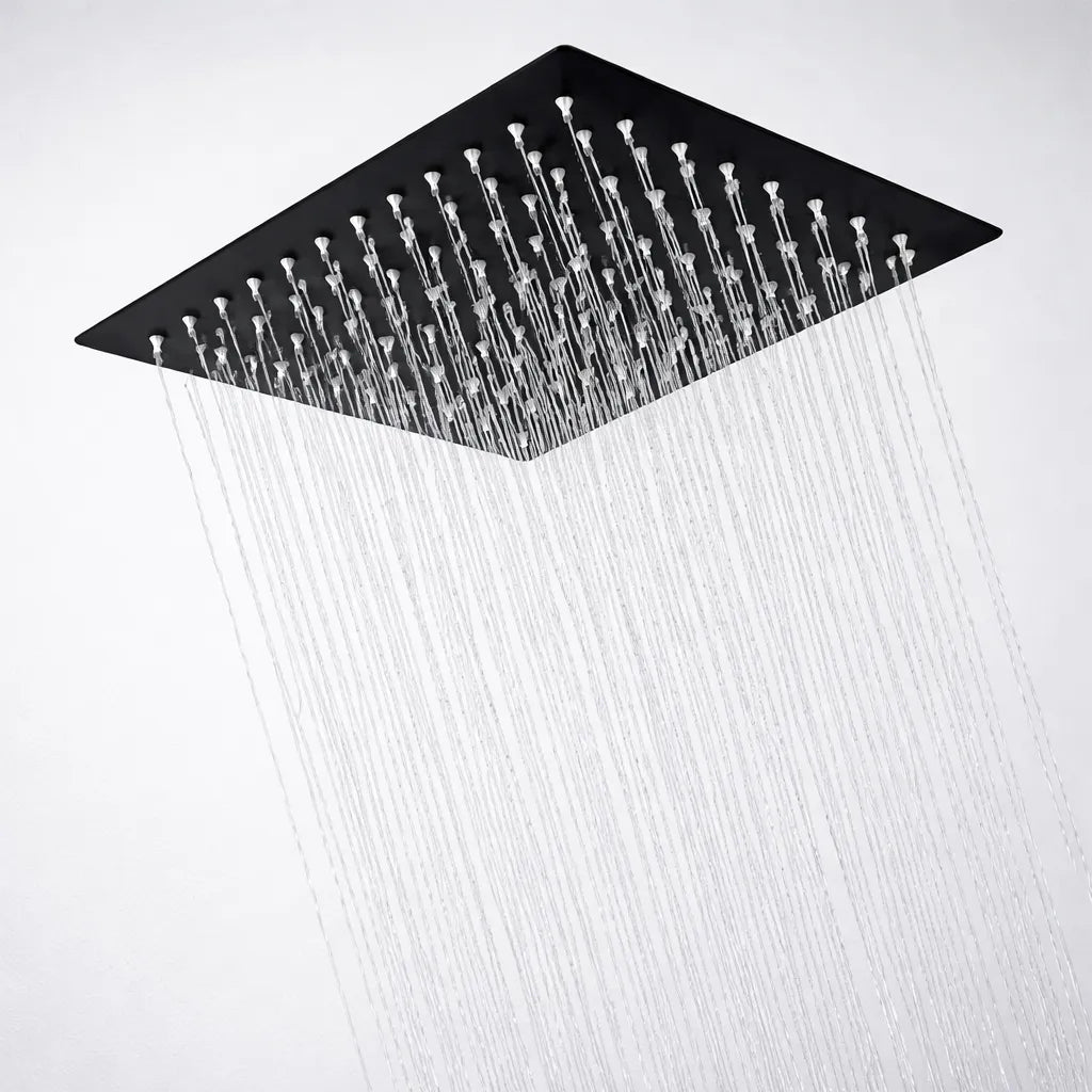 Regadera Cuadrada Solvex 8 Pulgadas Acero Inoxidable - Negro Mate