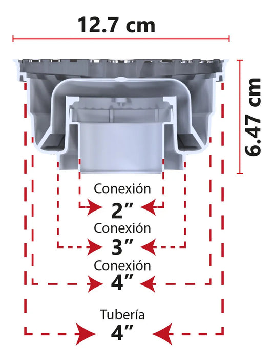 Coladera Universal Fleximatic Valvula Check Anti Olores PARA TUBERIAS DE 2 3