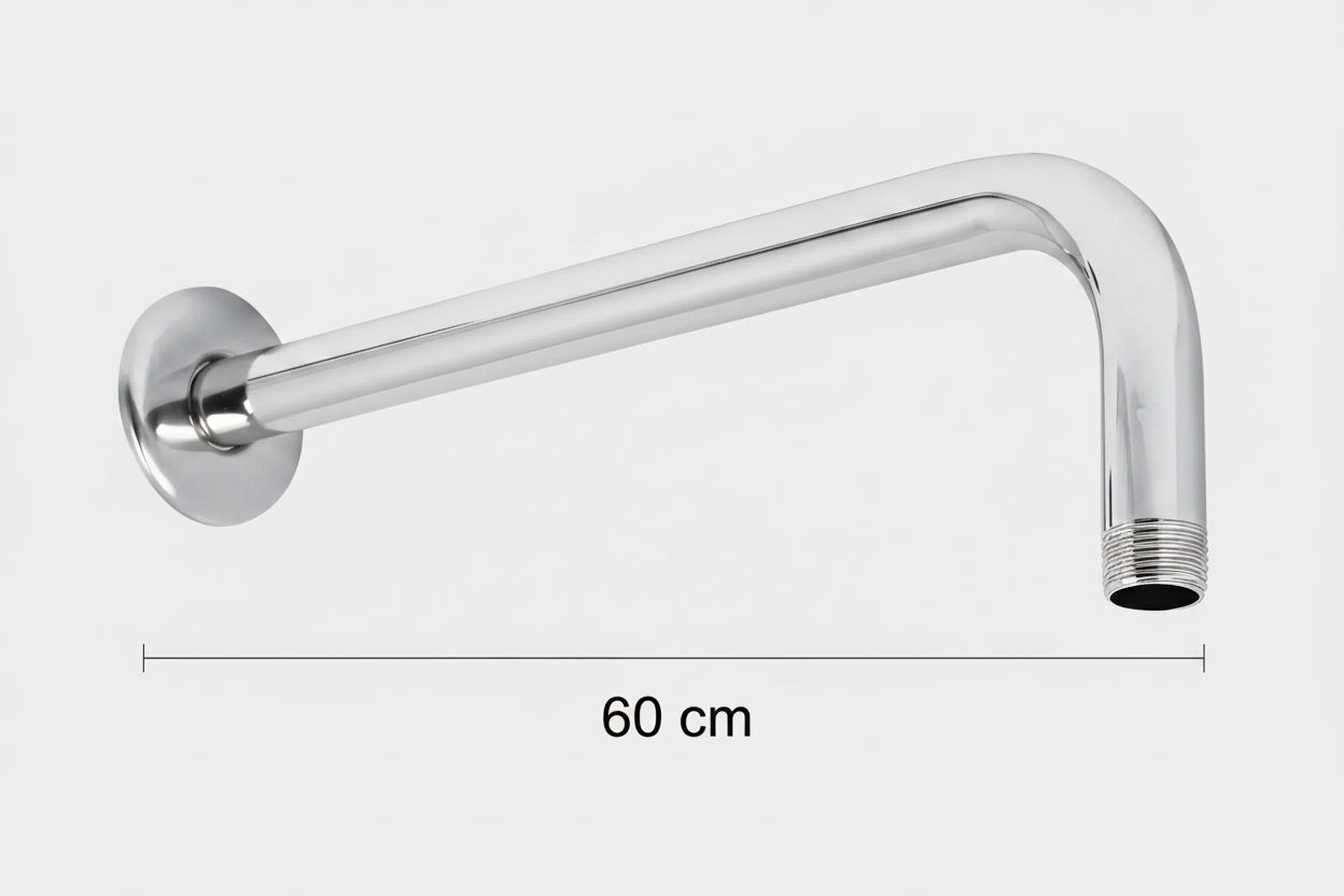 Brazo para regadera Solvex 60 cm inox instalación pared chapetón cromado