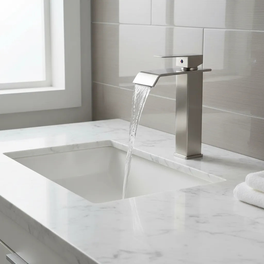 Monomando Para Lavabo Acero Satínado 32 Cm