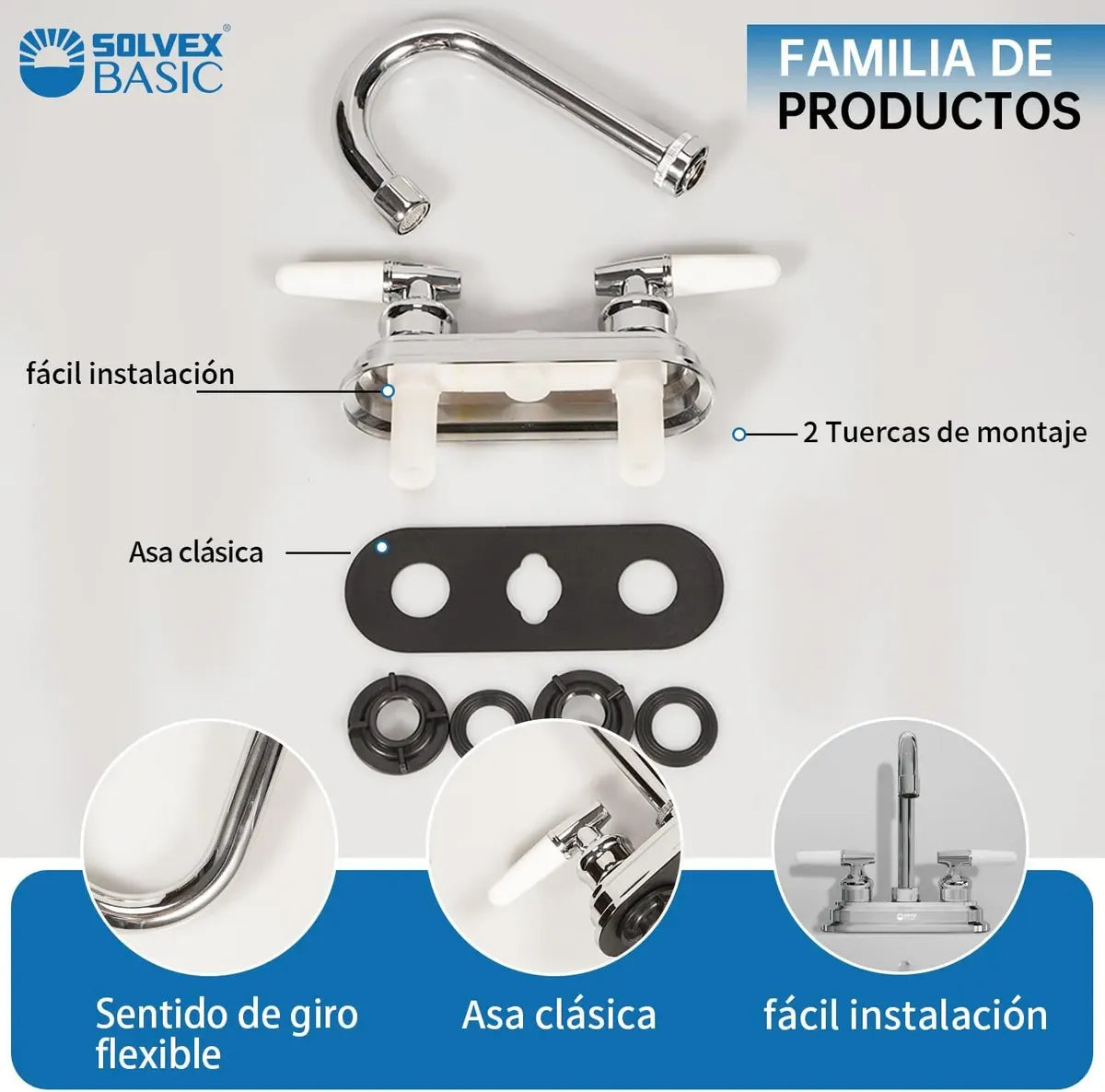 Mezcladora para Lavabo de 4"  – Acabado Cromado