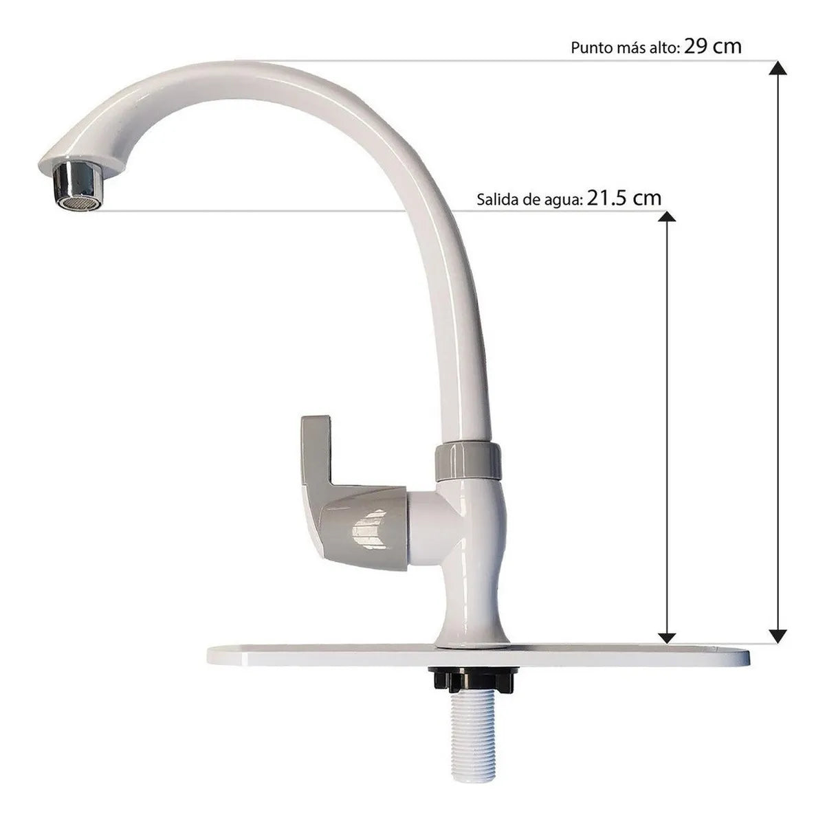 Llave Fregadero Fleximatic  Blanco Facil Instalacion Acabado ABS Blanco