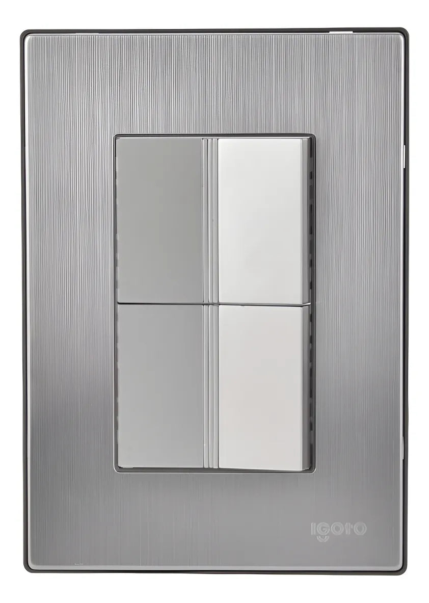 Placa 2 Apagadores Sencillos Plata igoto