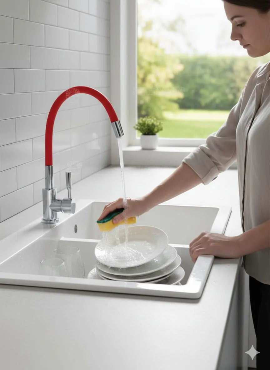 Monomando para Fregadero Solvex Cuello Flexible - Cromo con Silicón