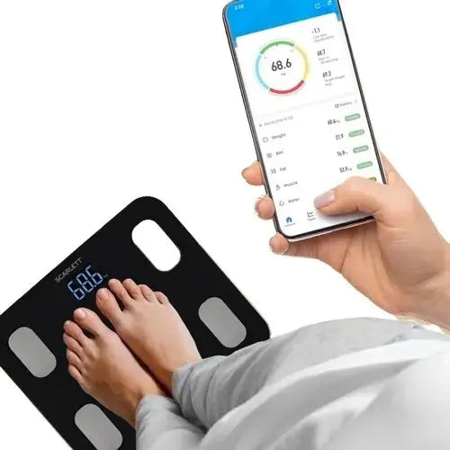 Bascula Digital Corporal, Inteligente con Pantalla LCD,Recargable USB,Analizador de Composición Corporal,Bluetooth Compatible iOS y Android (Negro)
