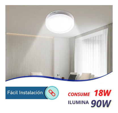 Panel LED Redondo de Sobreponer 18W – Luz Blanca Potente y Ahorro de Energía