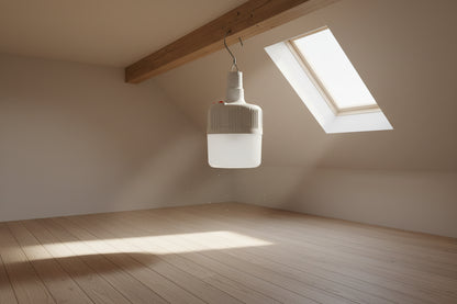 Lampara Led De Emergencia Portatil 24wts  Con Bateria Recargable  Y Gancho Luz Blanco Frío