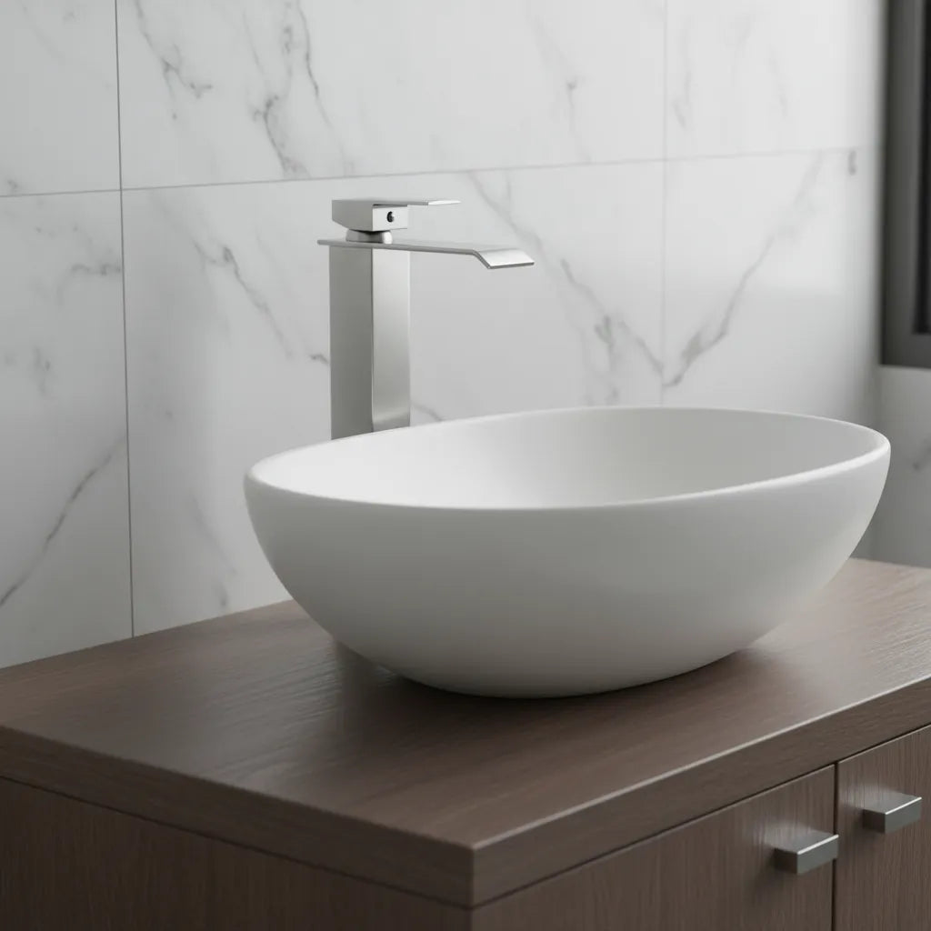 Monomando Para Lavabo Acero Satínado 32 Cm