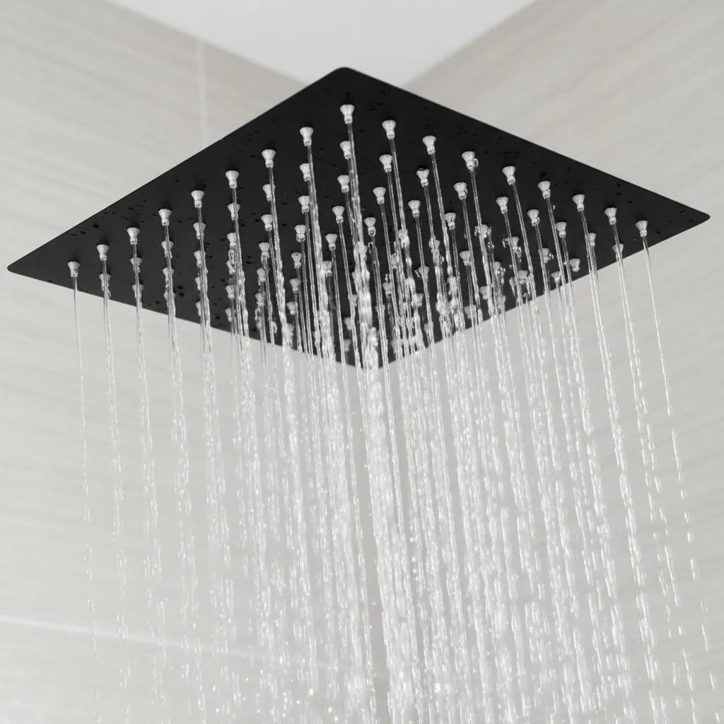 Regadera Cuadrada Solvex 8 Pulgadas Acero Inoxidable - Negro Mate