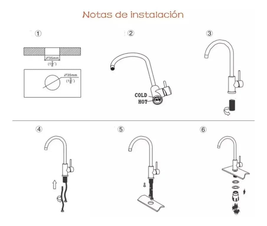 Grifo monomando acero inoxidable para fregadero cocina