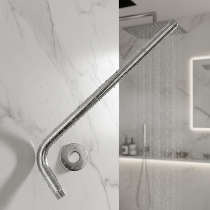 Tubo Para Regadera 40cm Brazo Con Curva Acero Inox Cromado