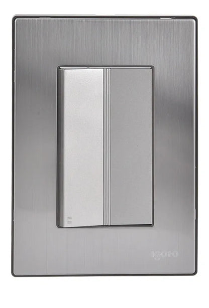 Placa Armada Con 1 Apagador Escalera De 3 Módulos Color Plata iGoto