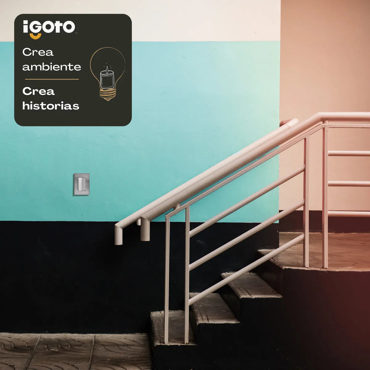Placa Armada Con 1 Apagador Escalera De 3 Módulos Color Plata iGoto