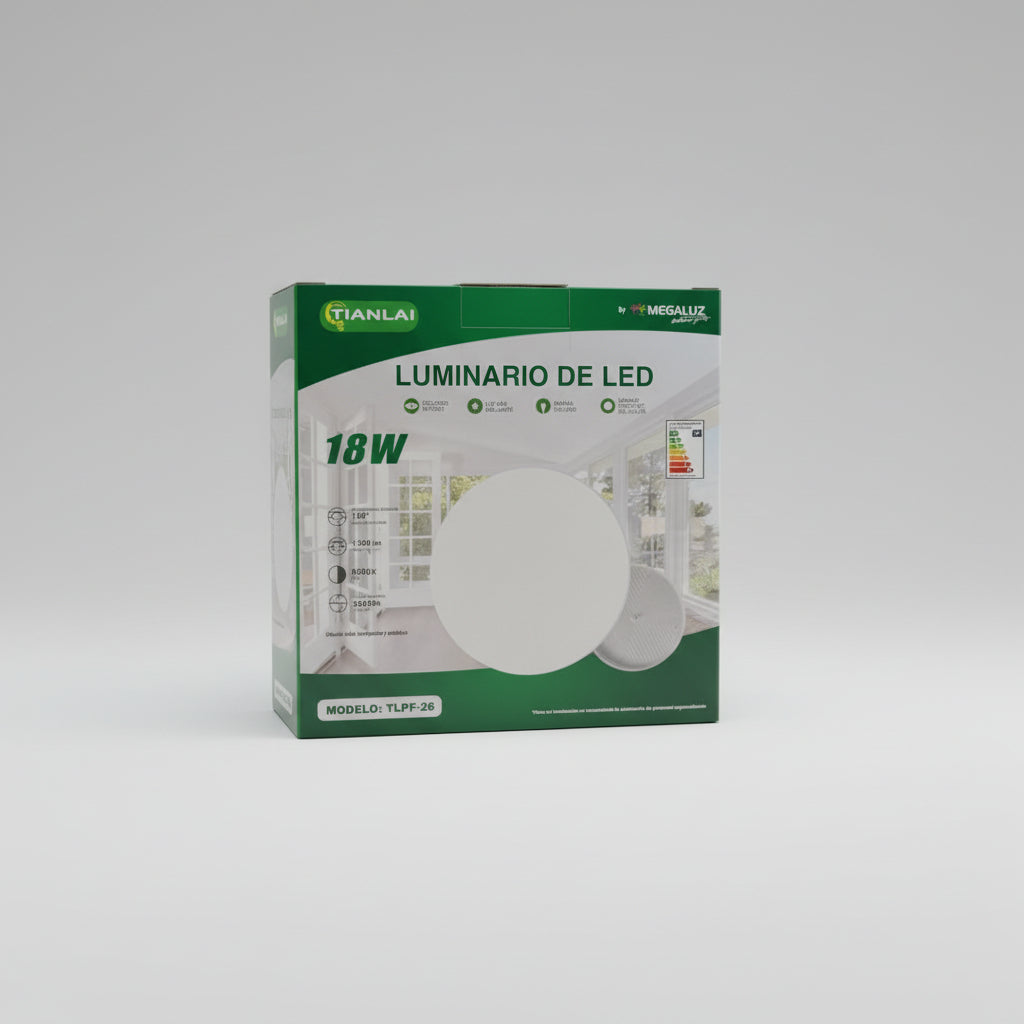 Lámpara Panel LED Redondo Empotrar 18W Tianlai Luz Fría 6500K