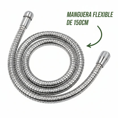 Regadera con Extensión Tipo Teléfono 4" de Lujo - Set Completo Cromado