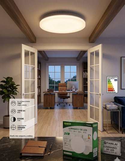 Plafón LED Redondo Sobreponer 24W Tianlai Luz Fría 1800 Lúmenes