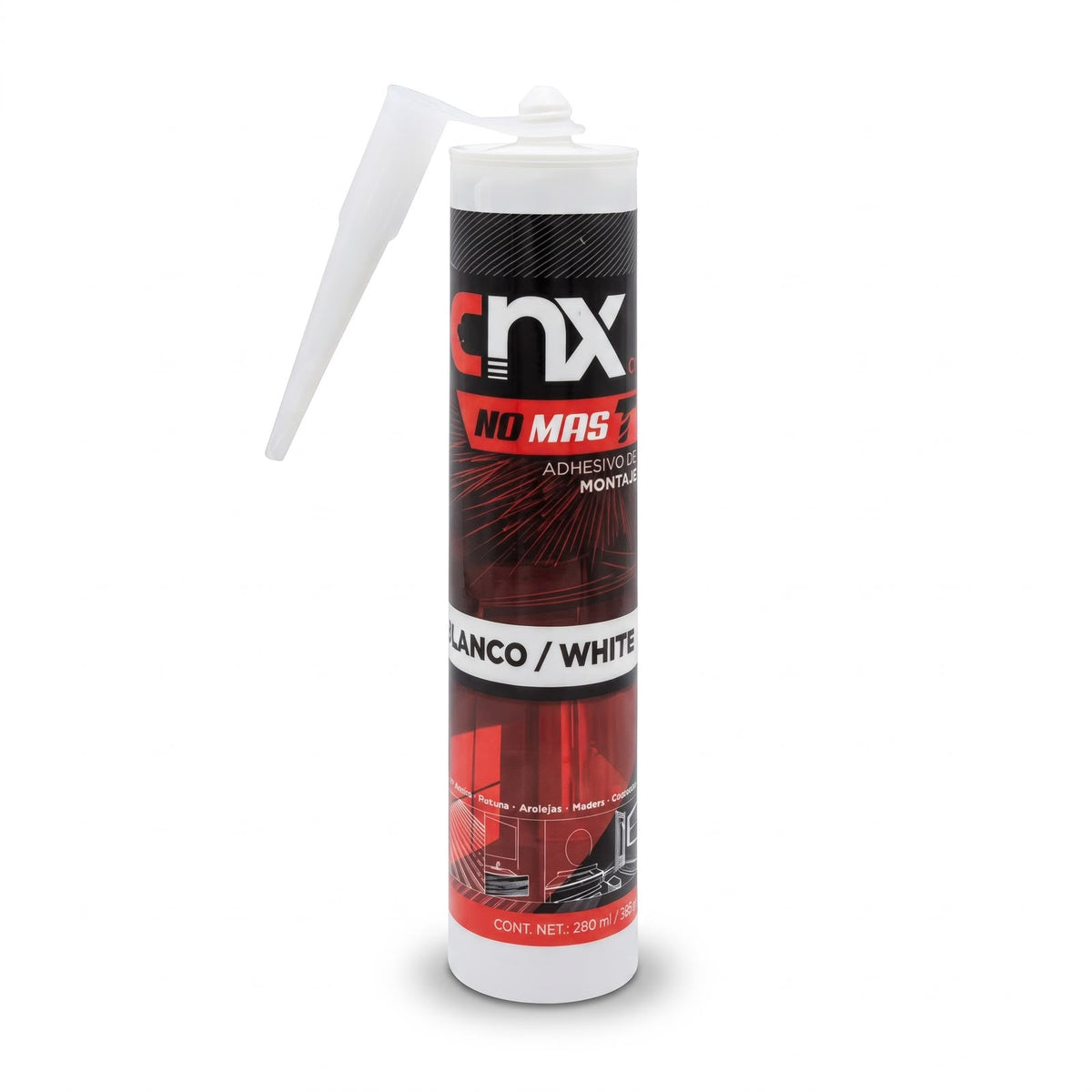 Adhesivo de Montaje CNX "No Más Clavos" Blanco de 280 ml / 385 g (Sustituto de Clavos y Tornillos)